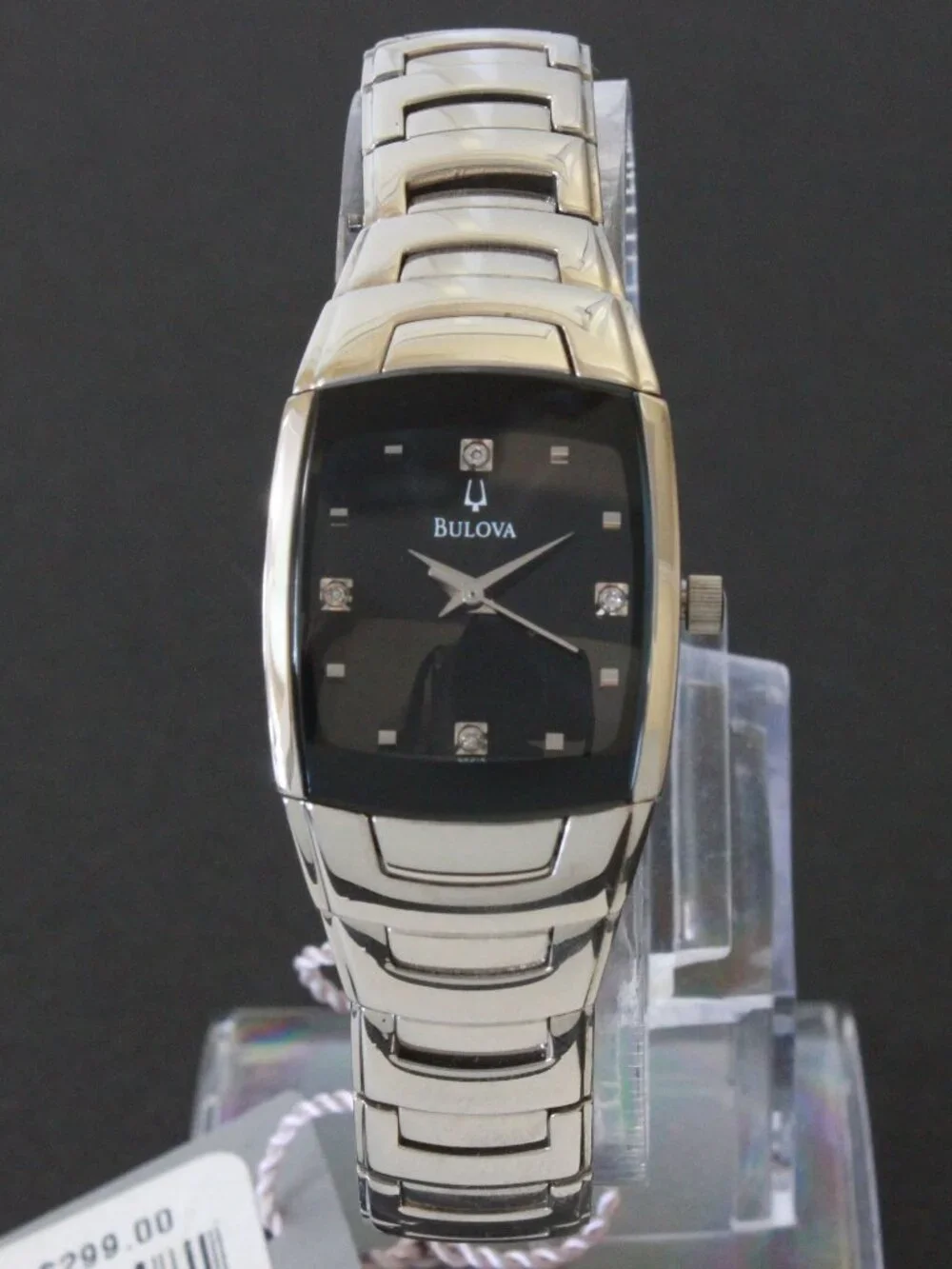 Bulova Ladies Classic Tonneau Style Quartz Watch Diamond Indices Black Dial 21mm - Picture 3 of 14